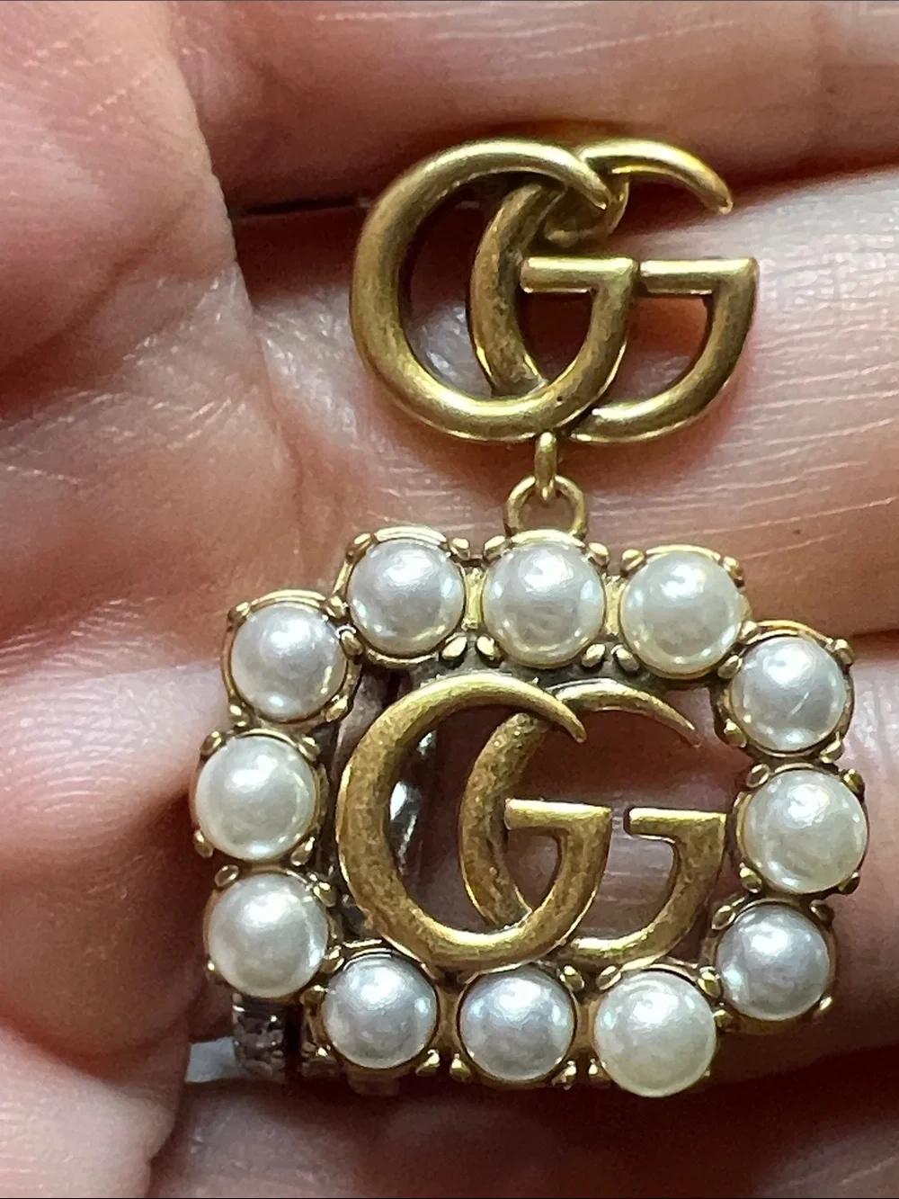 Gold-Tone Pearl Drop G Logo Earrings